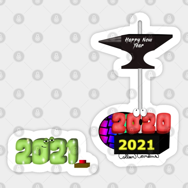 2021 Crushing 2020 with Happy New Year Anvil Sticker by ButterflyInTheAttic